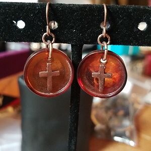 Cross Round Earrings